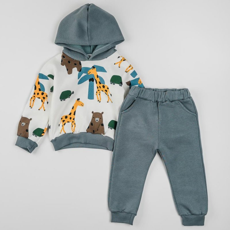 Childrens clothing set For a boy  giraffe  Quilted Gray