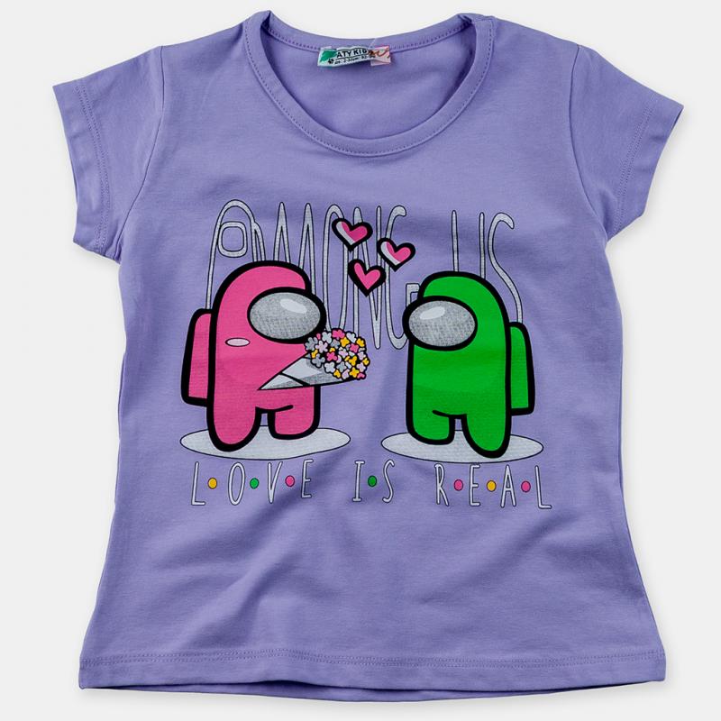 Детска тениска  момиче Among Us - Лилава