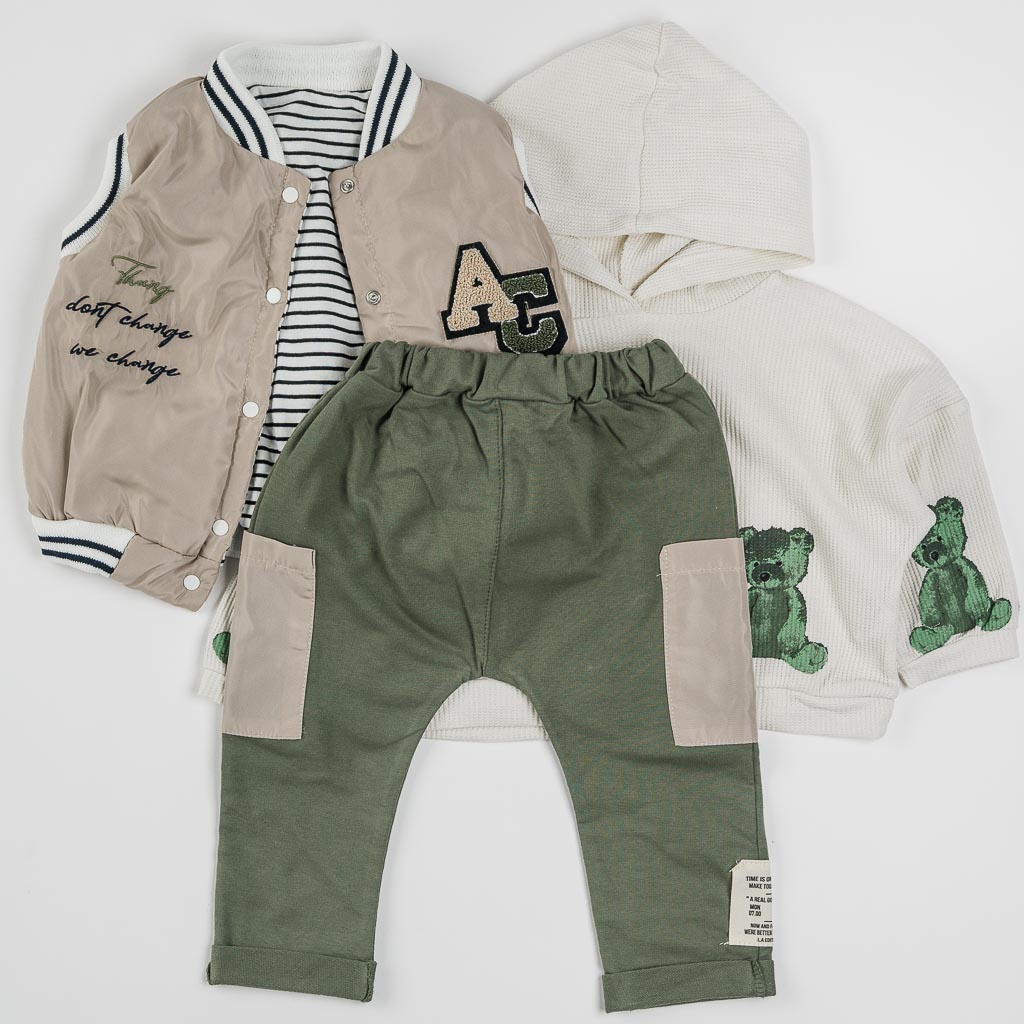Бебешки комплект за момче блуза панталон и елече Jikko Baby AG Сив