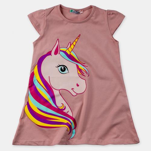 Детска туника за момиче с щампа Unicorn - Розова