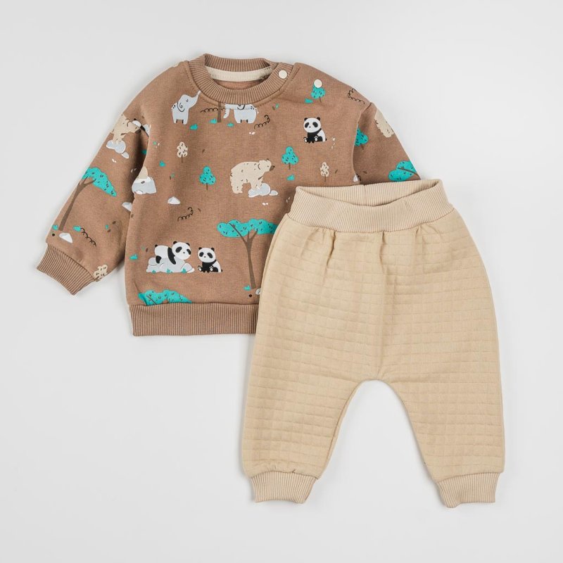 Baby sports set For a boy  Panda  Quilted Brown