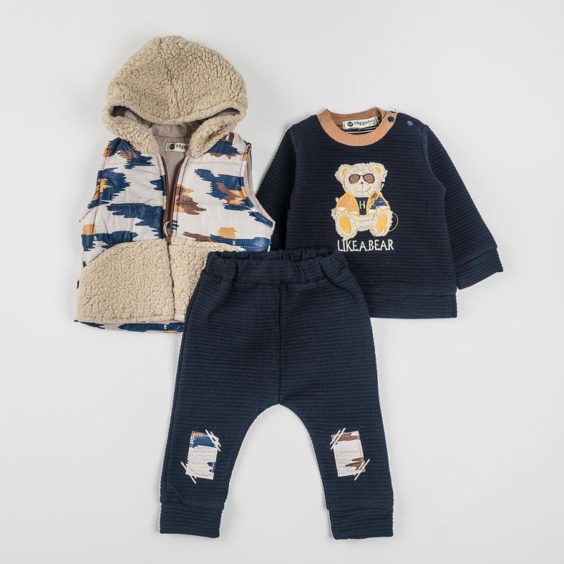 Baby set For a boy with vest  Like a Bear  Dark blue