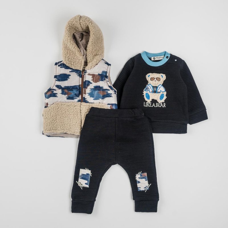 Baby set For a boy with vest  Like a Bear  black