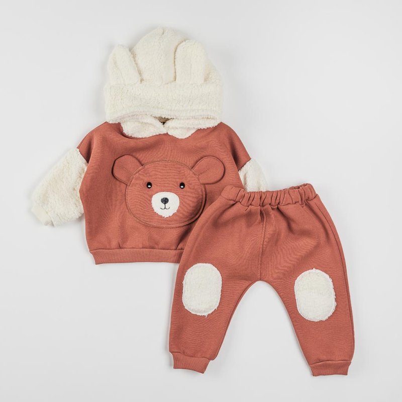 Бебешки спортен комплект  момче Little Bear By Jikko Baby ватиран Оранжев
