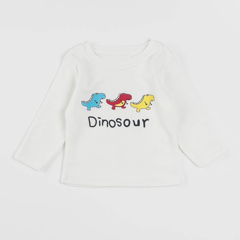 Бебешки комплект за момче блуза суитшърт панталон dinosour  ватиран Син