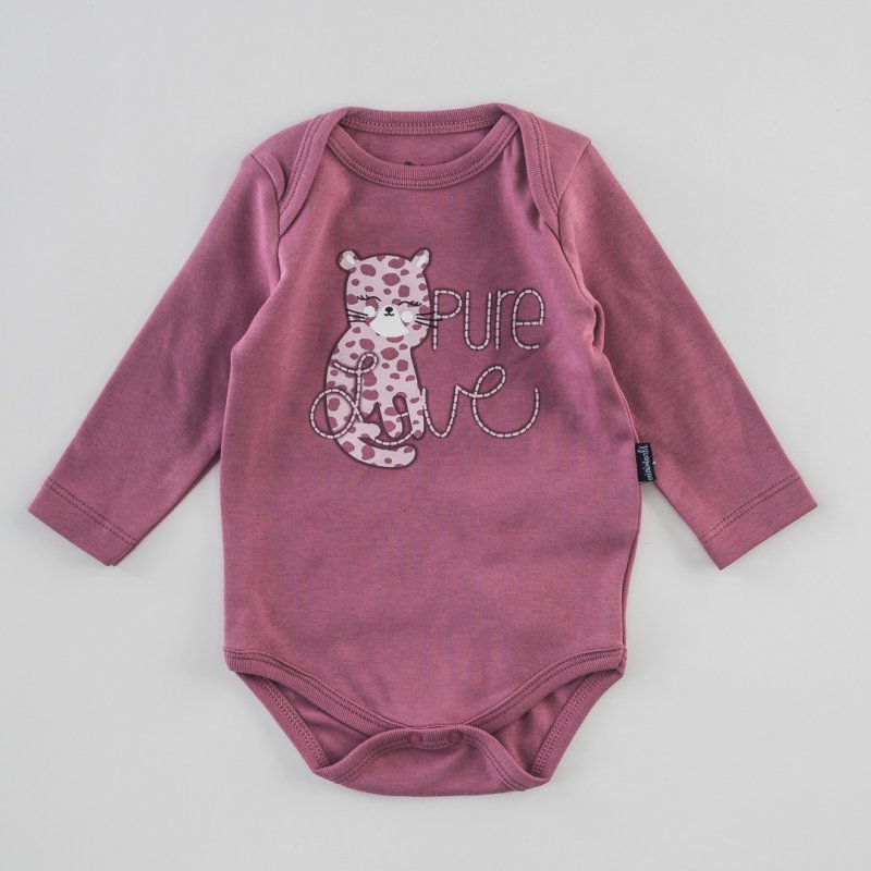 Baby bodysuit with long sleeves For a girl  Pure Love  Rose Ashes