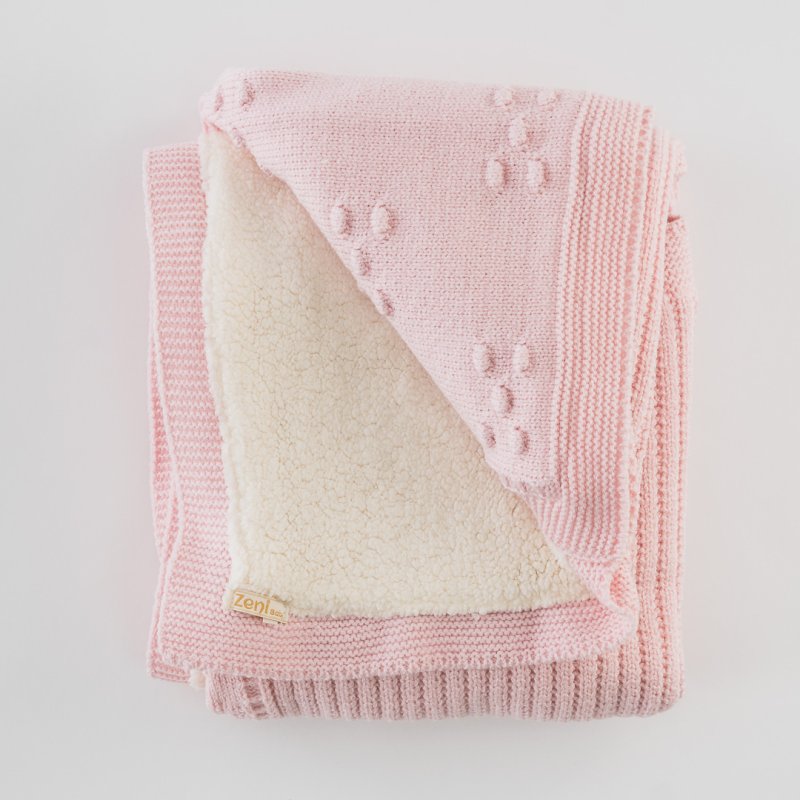 Baby blanket  90х80 см  For a girl knitting  и пух  Pink