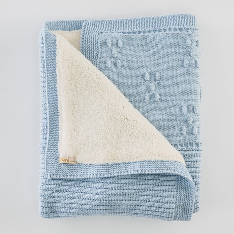 Baby blanket  90х80 см.  For a boy knitting  и пух  Blue