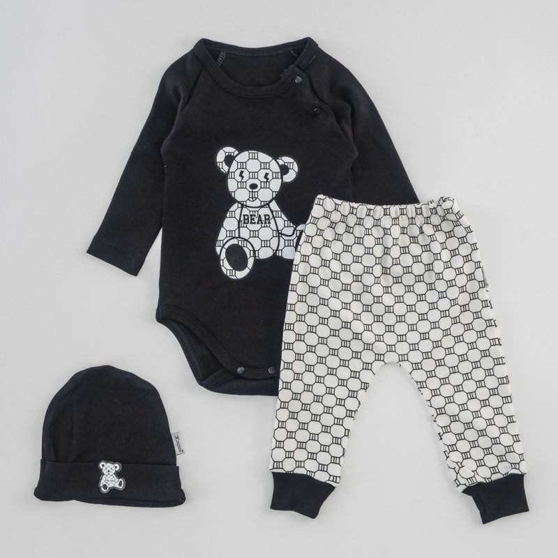 Baby set 3 parts with a hat  Bear  black