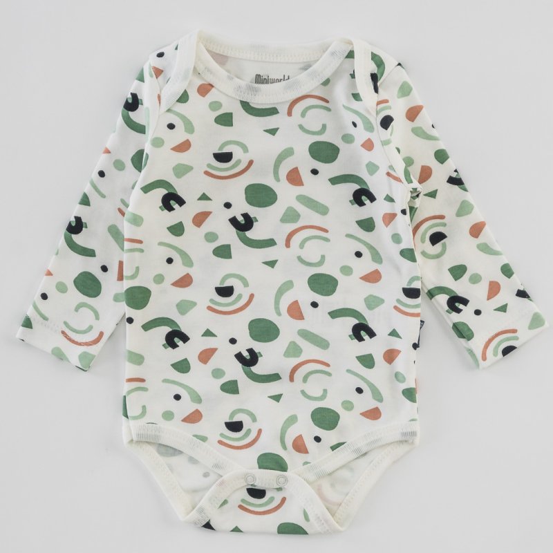 Baby bodysuit with long sleeves For a boy  Rainbow  Green