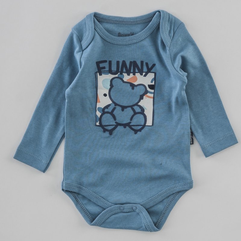 Baby bodysuit with long sleeves For a boy  Funny  Blue