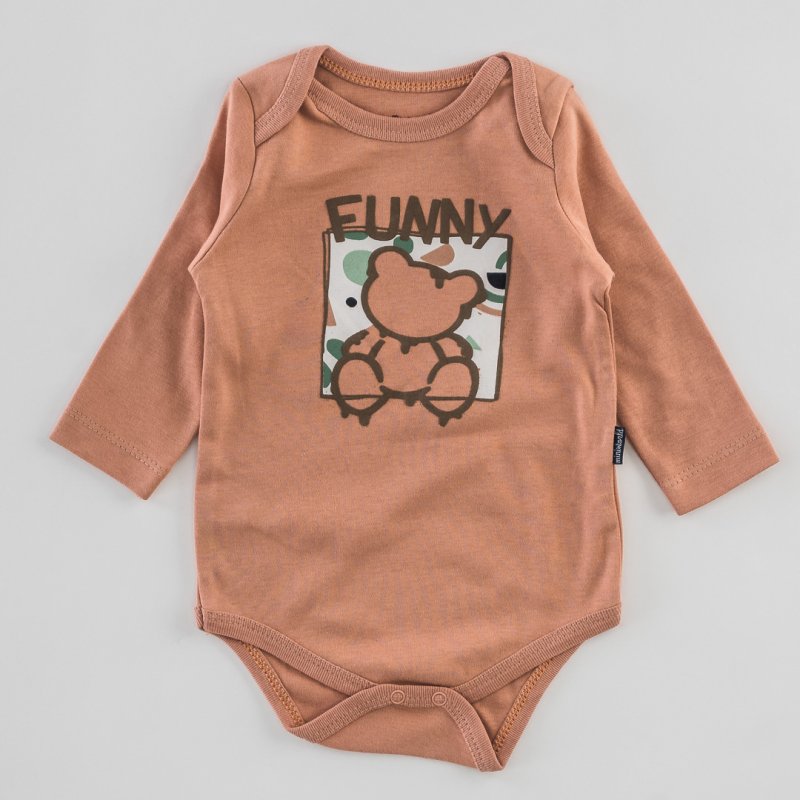Baby bodysuit with long sleeves For a boy  Funny  Orange