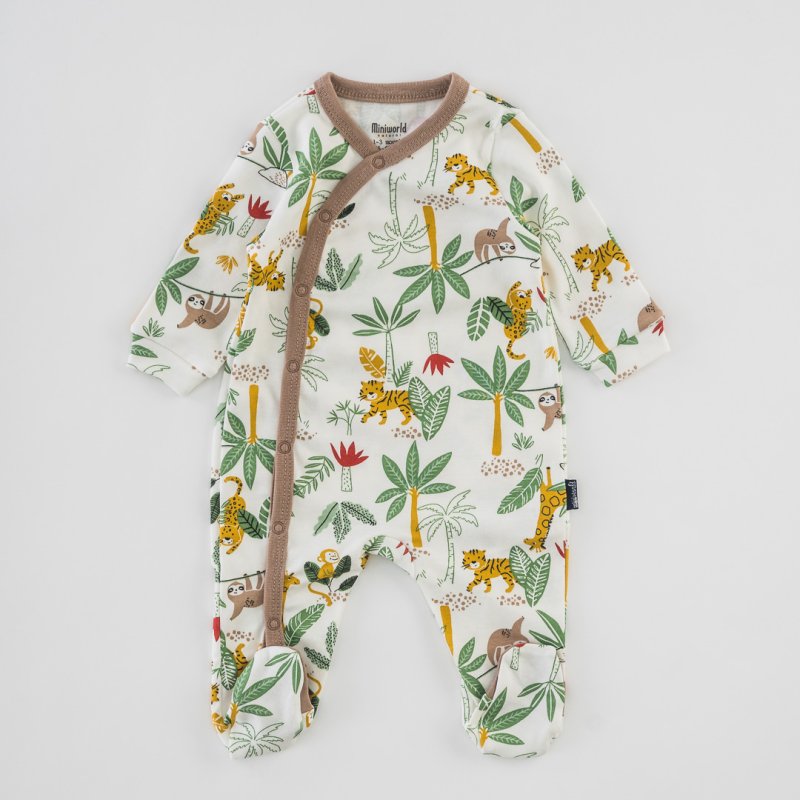 Baby overalls with long sleeves For a boy  Wild Savanah  White