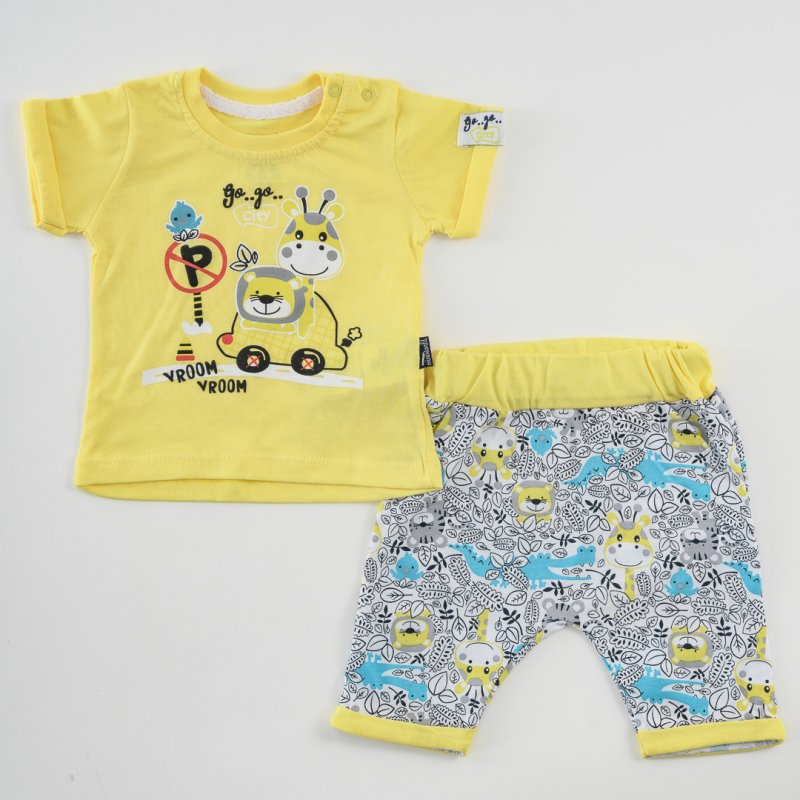 Set pentru bebeluși tricou şi pantaloni scurţi Pentru băiat  Go Go City  galben