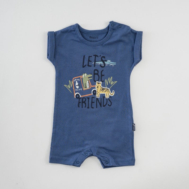 Baby overalls with short sleeves For a boy  Lets Be Friends  Blue