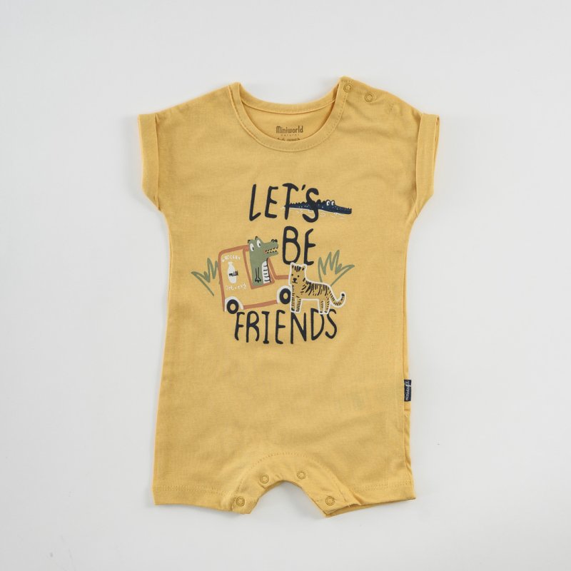 Baby overalls with short sleeves For a boy  Lets Be Friends  Mustard