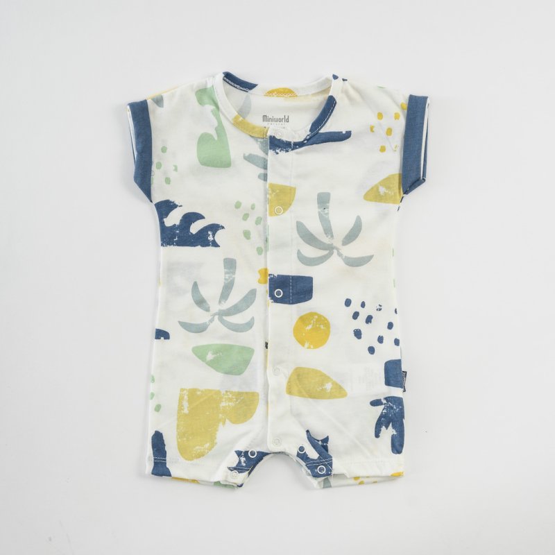 Baby overalls with short sleeves For a boy  Waves  White