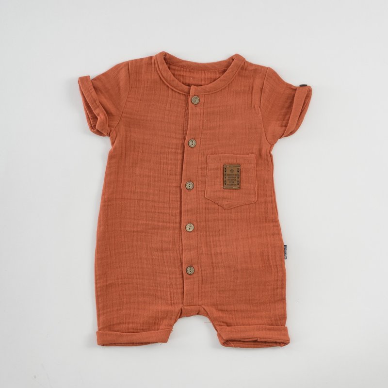 Baby overalls with short sleeves For a boy  Basic  Orange