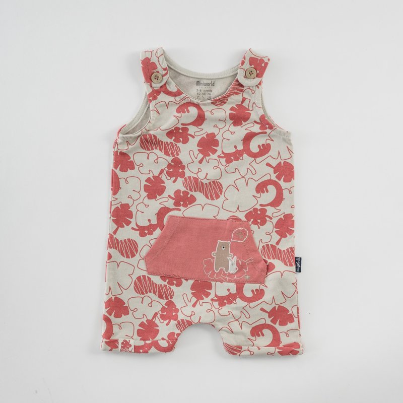 Baby overalls tank top For a boy   Leaves  Red