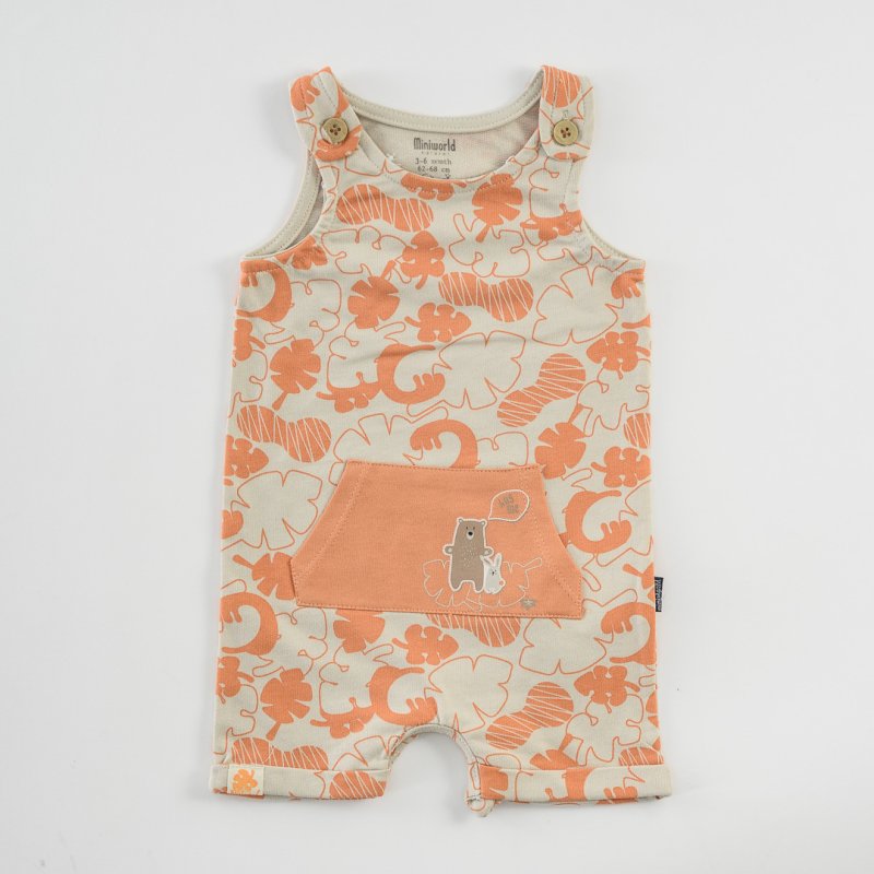 Baby overalls tank top For a boy   Leaves  Orange