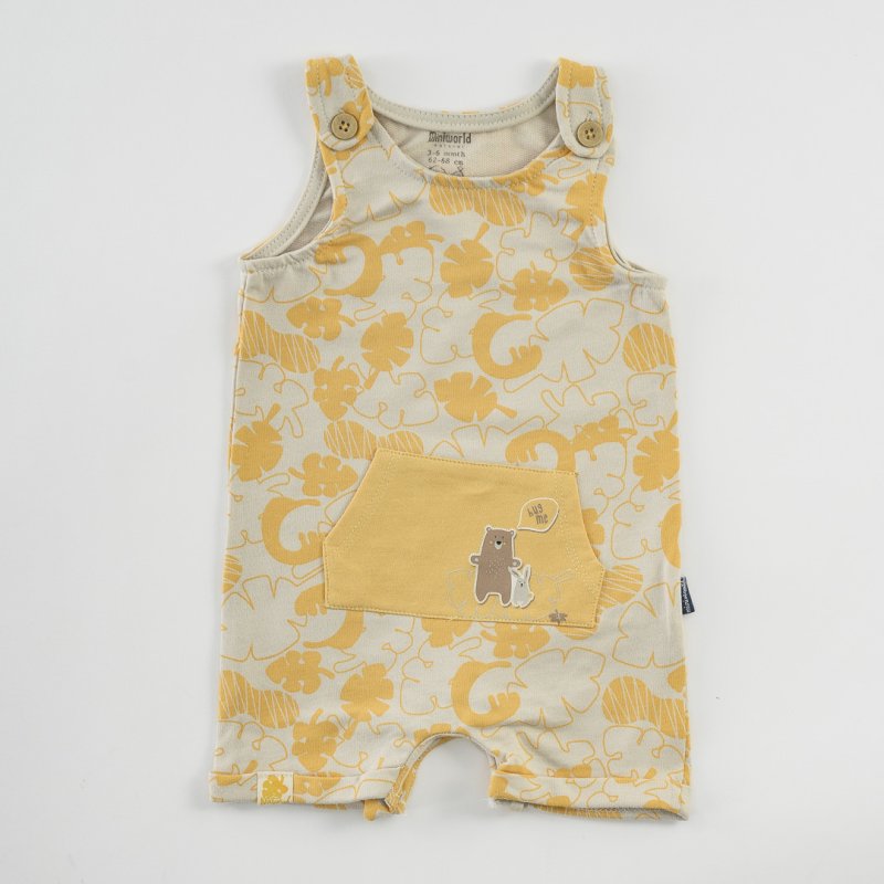 Baby overalls tank top For a boy   Leaves  Yellow