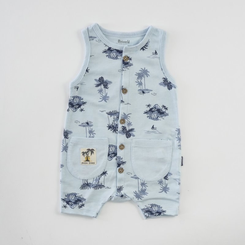Baby overalls tank top For a boy   Palms  Blue