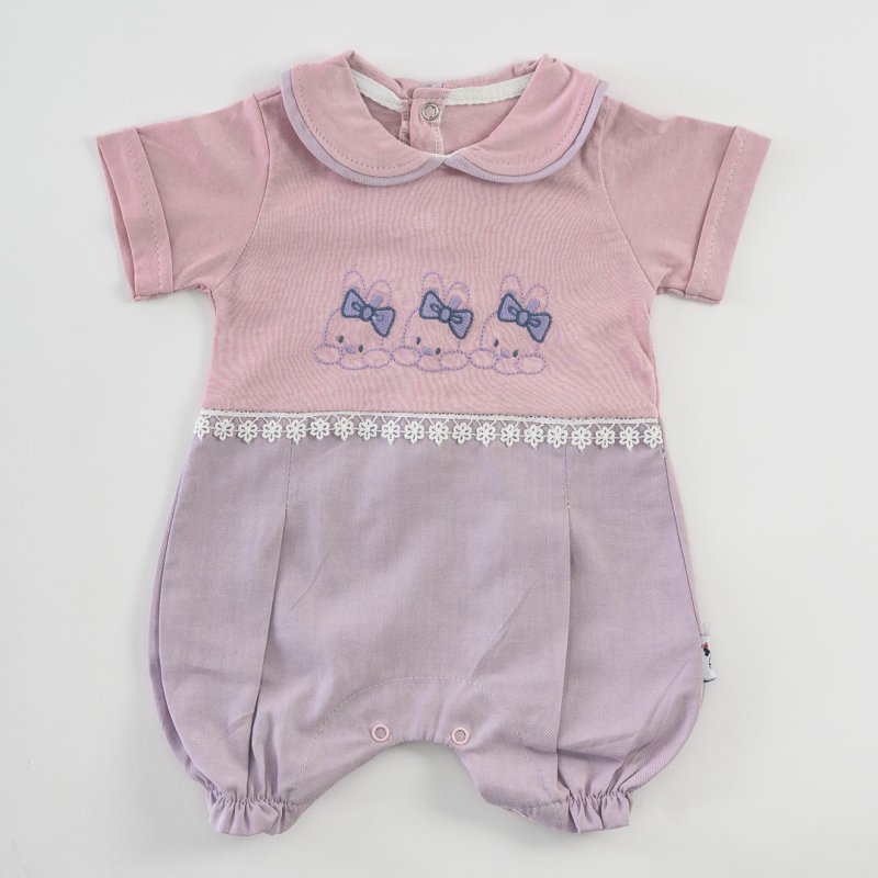Baby overalls with short sleeves For a girl  Bunny  Purple