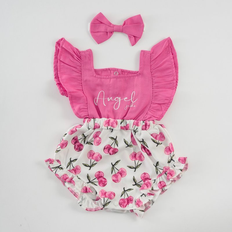 Baby summer Boiler suit with hair band  Angel  Pink