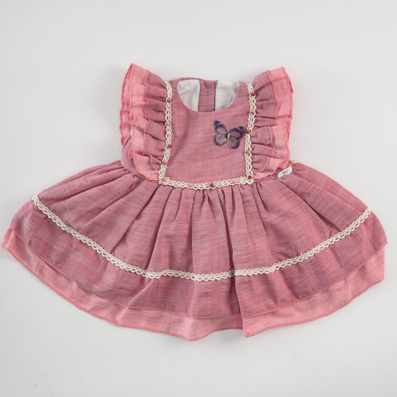 Бебешка официална рокля Baby Butterfly Тъмнорозова
