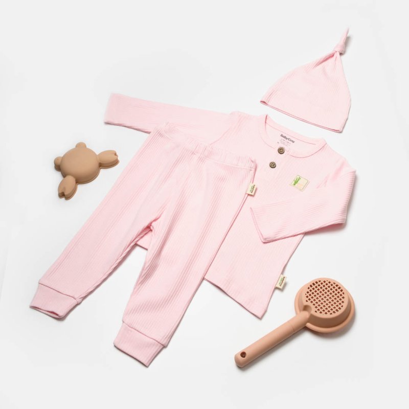 Бебешки комплект 3 части  момиче Baby Cosy - Organic Bambo Collection -  Simple Розов