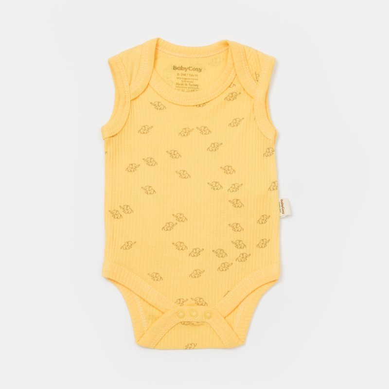 Бебешко боди потник от бамбук и органичен памук Baby Cosy Elephant Жълто