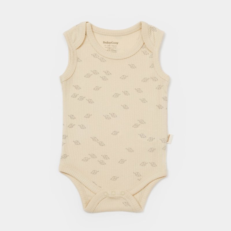 Бебешко боди потник от бамбук и органичен памук Baby Cosy Elephant Бежово