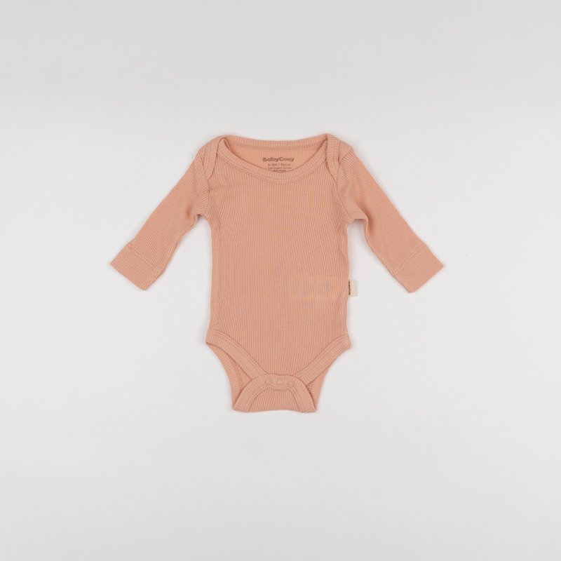 Бебешко боди с дълъг ръкав от бамбук и органичен памук Baby Cosy Line Пудра