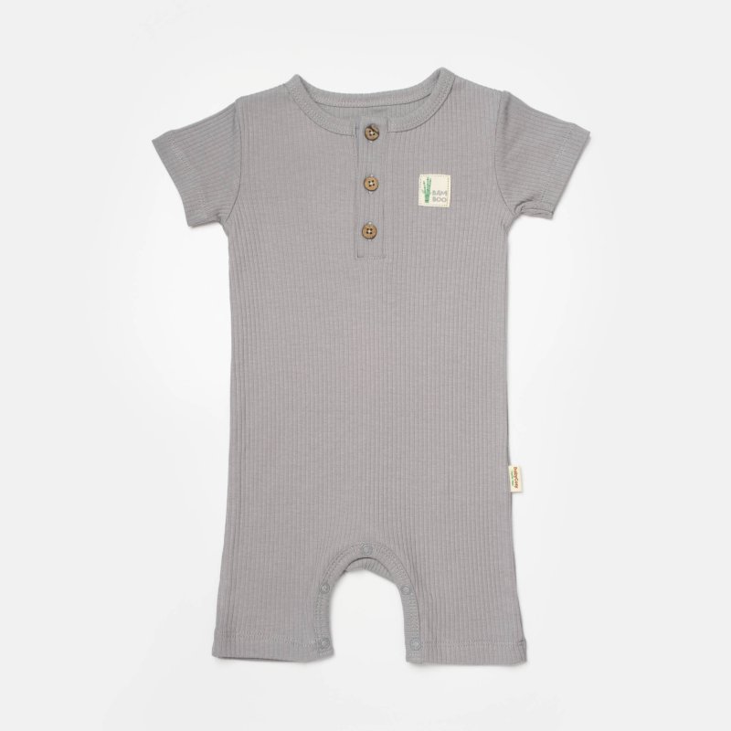 Бебешки гащеризон с къс ръкав от бамбук и органичен памук Baby Cosi Bamboo Сив