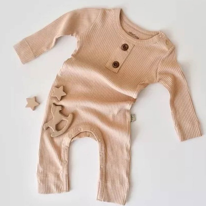 Бебешки гащеризон с дълъг ръкав модал и органичен памук Baby Cosy Line Бежов