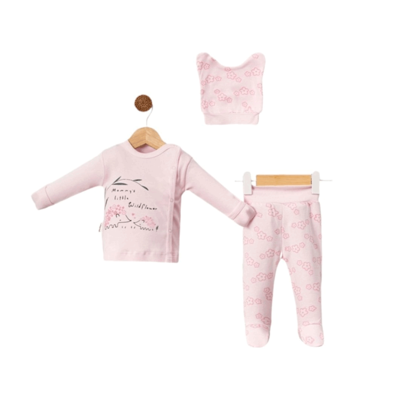 Комплект  новородено 3 части момиче Mommys Little Wild Flower Розов