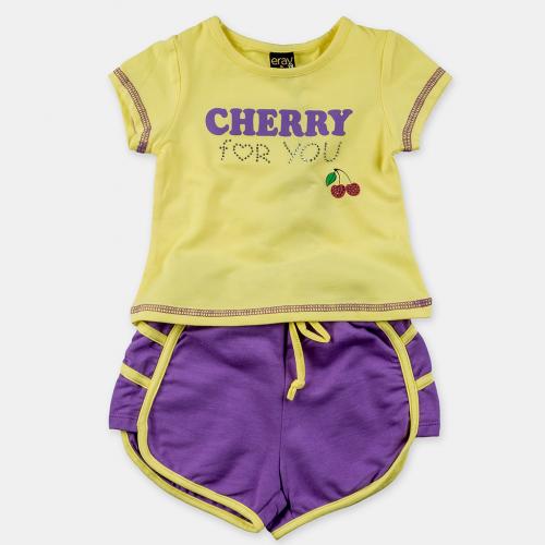 Детски летен комплект за момиче Cherry for you. тениска с къси панталонки