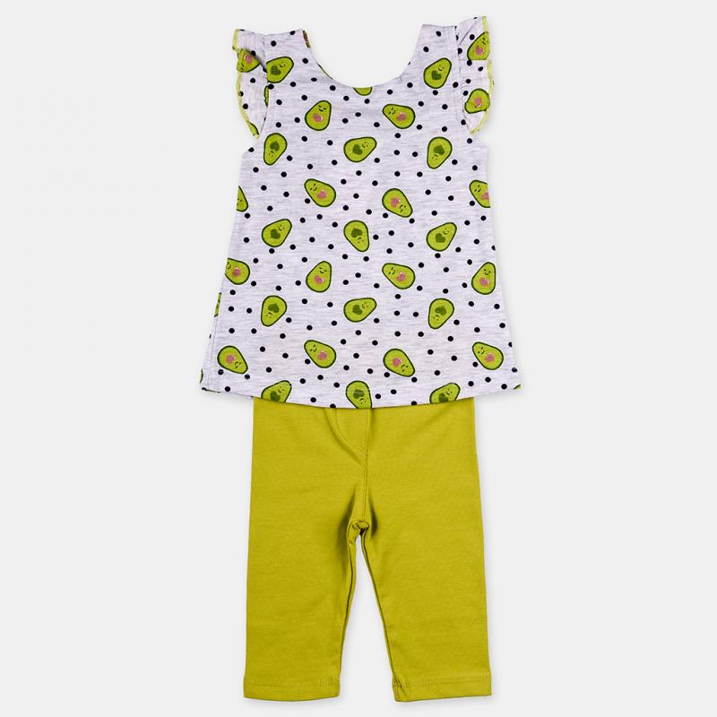 Childrens clothing set For a girl tank top and leggings  3/4   Avocado