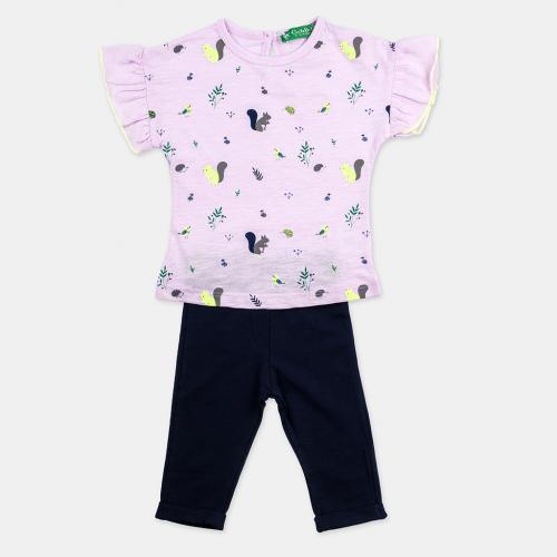 Детски летен комплект за момиче Cichlid Lila тениска и клинче