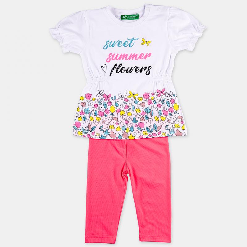 Childrens clothing set For a girl  Cichlid Flowers  t-shirt and leggings
