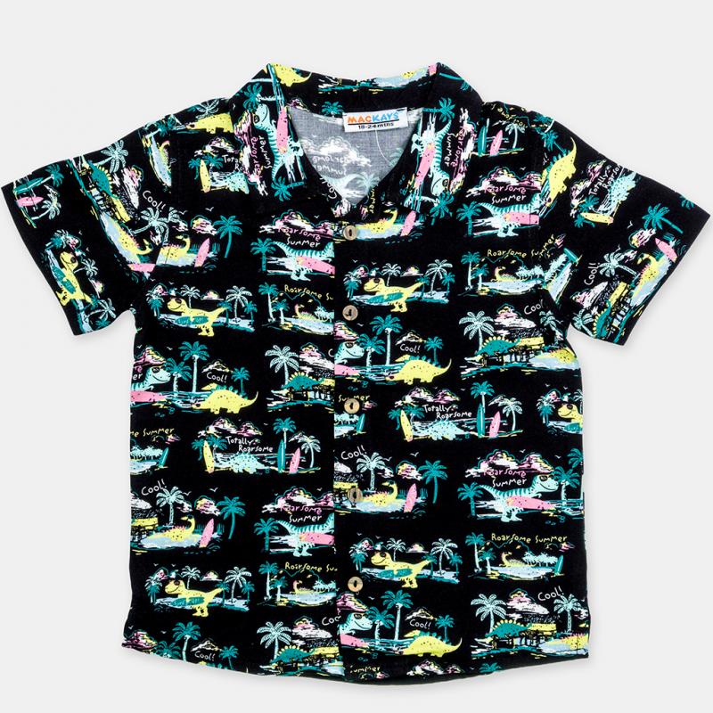 Childrens shirt with short sleeves For a boy  Mackays Summer  black
