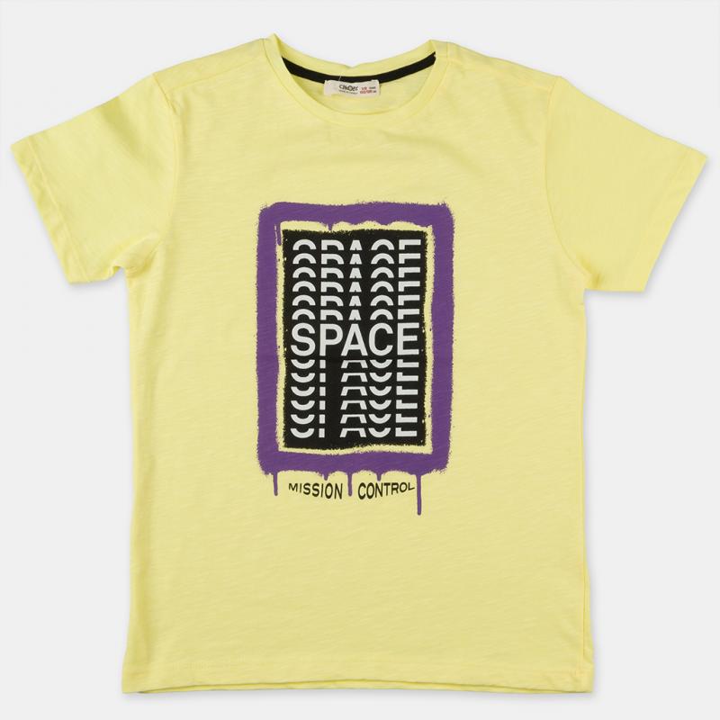 Детска тениска  момче с щампа Mission Control - Жълта