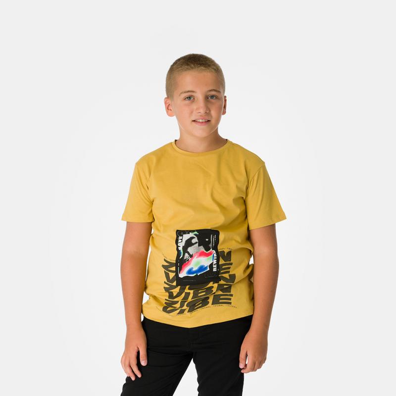 Tricou copii Pentru băiat  Vibe Zone   -  Muştar