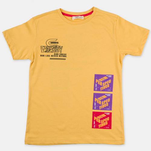 Детска тениска за момче с щампа Energy - Жълта