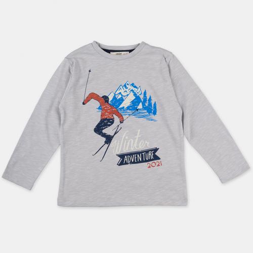 Παιδικη μπλουζα με σταμπα Για Αγόρι  Cikoby Winter Adventure  Γκριζο