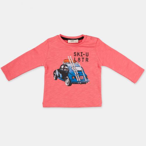 Детска блуза с щампа за момче Cikoby Alp Ski Розова