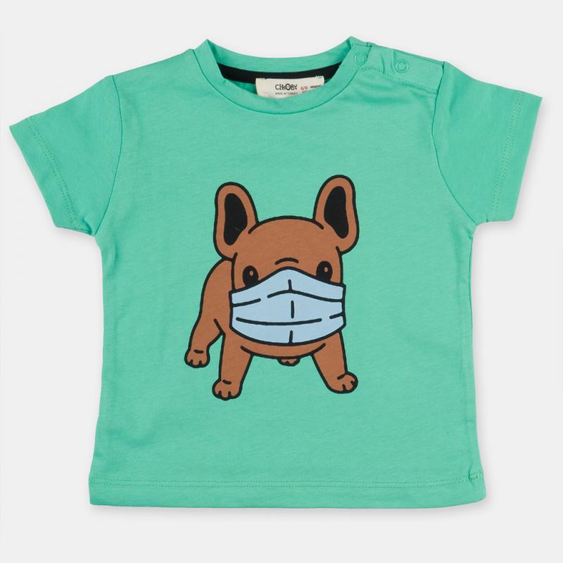 Childrens t-shirt For a boy with print  Sweet Dog   -  Green