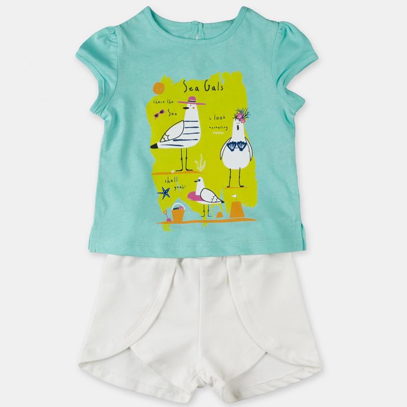 Childrens clothing set For a girl  Sea Gals  t-shirt and shorts