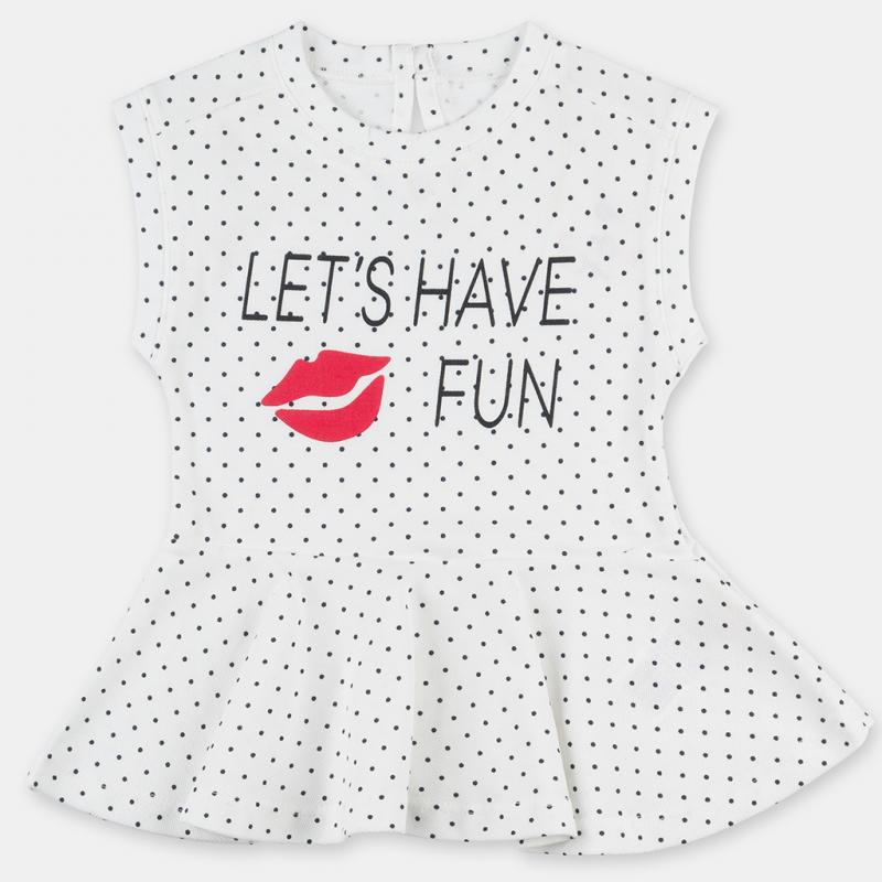 Childrens summer dress with short sleeves  Lets Have Fun  White