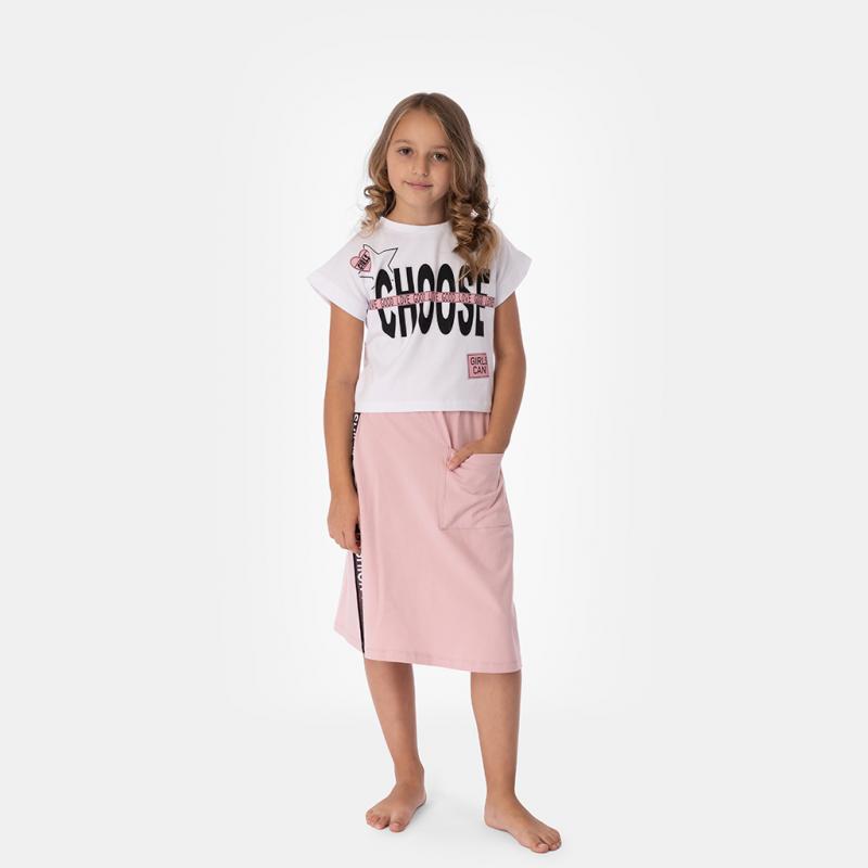 Παιδικό σετ Κοντομάνικη μπλούζα Φούστα  Choose  Ασπρο